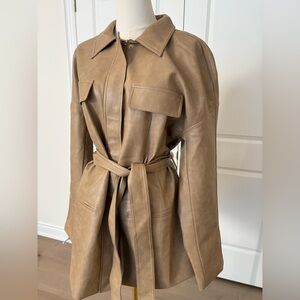 Dynamite Tan Leather Belted Jacket
